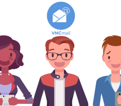 general header blog showing VNCmail explainer video with 3 employees