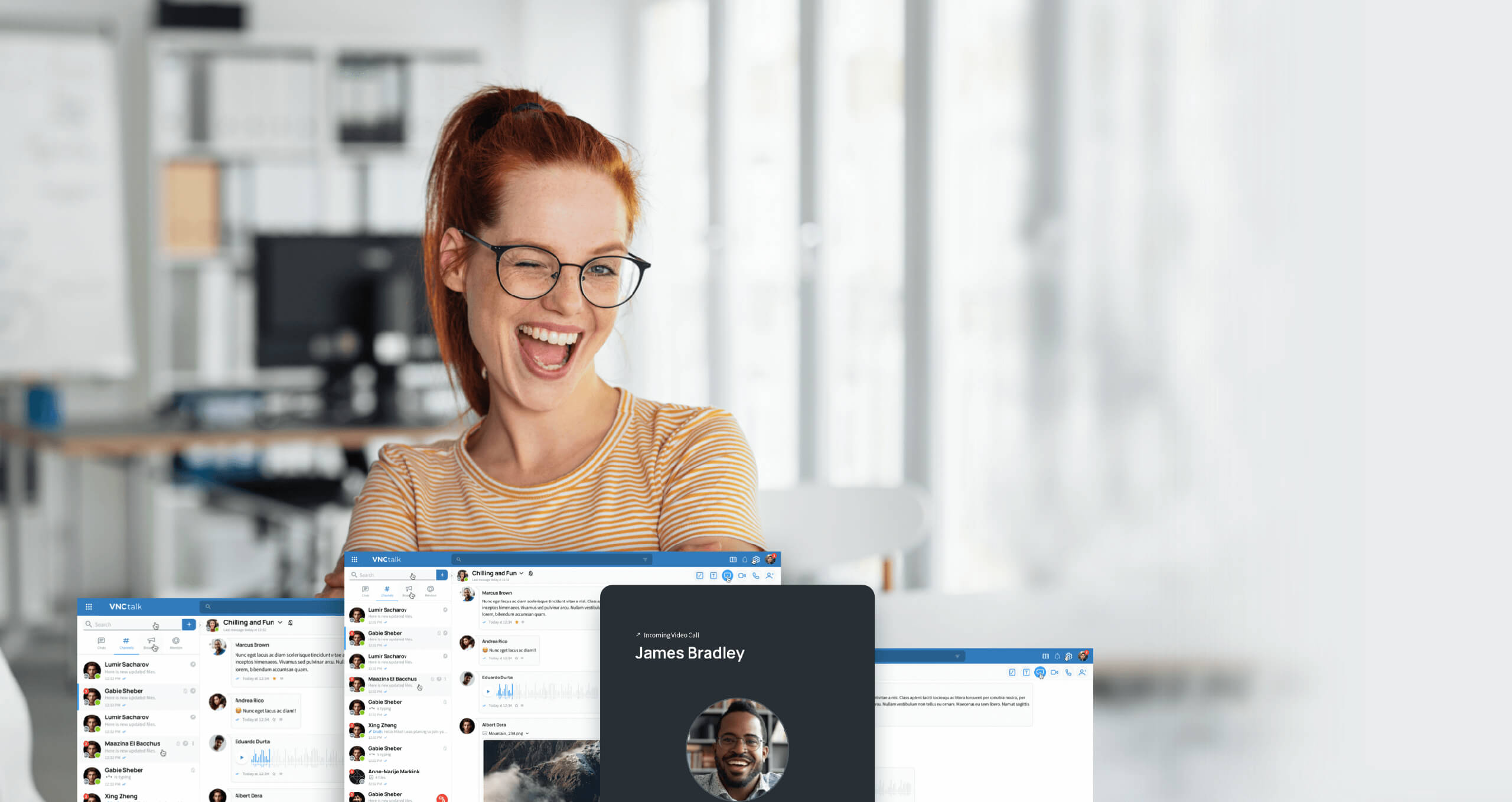 general header blog showing smiling woman chat video call