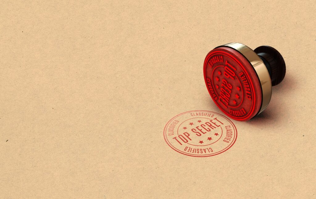 Image with red stamp TOP SECRET